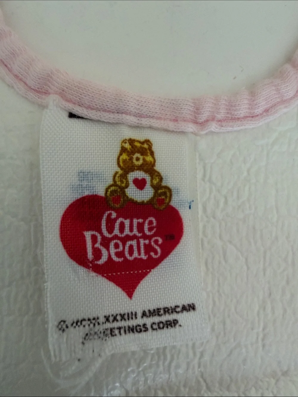 Care Bears Pink and White Cheer Bear  Bib with Birthday Bear Magnet
